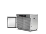 Benchfoods 2 Zone Horizontal 32 Tray commercial dehydrator with doors open showing stainless steel trays